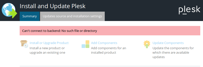 Can't connect to backend: No such file or directory