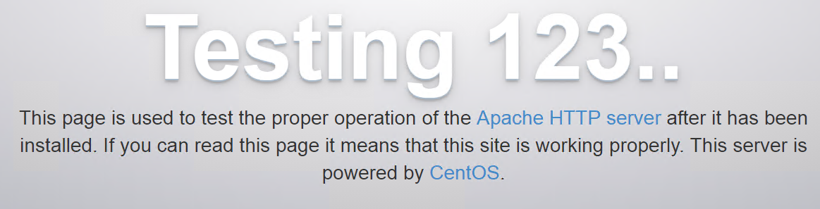 Testing 123.. This page is used to test the proper operation of the Apache HTTP server after it has been installed. If you can read this page it means that this site is working properly. This server is powered by CentOS.