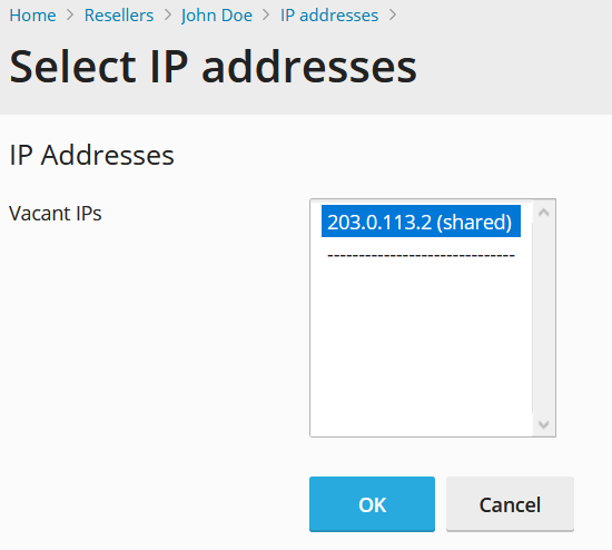 Select IP to add