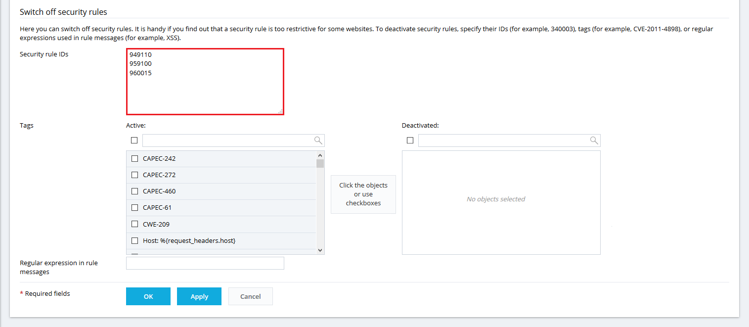 Web Application Firewall Settings