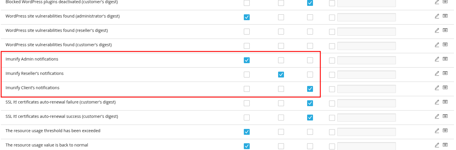 Enable imunify notifications in Plesk